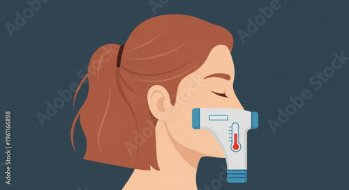 Woman getting temperature checked with a digital infrared thermometer health and medical concept