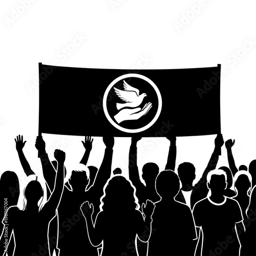 People holding up a protest sign.