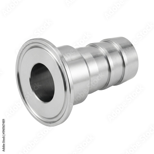 Industrial fluid gas handling components polished stainless steel tri clamp hose barb fitting for sanitary pipeline connection with smooth finish