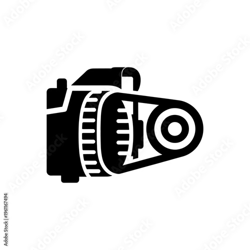 A striking black silhouette of a professional digital slr camera capturing the essence of photography silhouette