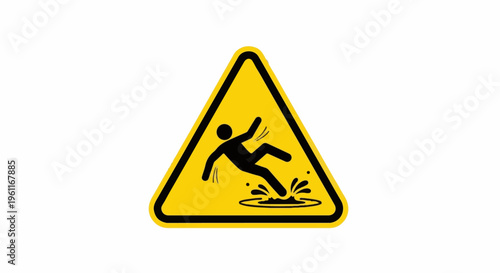Warning symbol of a person slipping on a wet surface