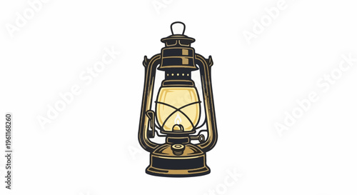 Vintage kerosene lantern with a lit flame, providing a warm glow