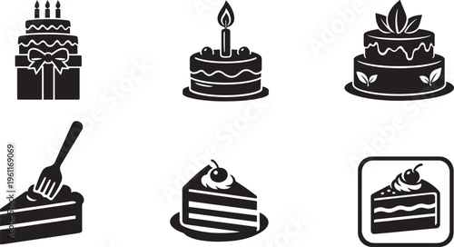 Cake dessert collection for bakery menus, party celebrations and sweet branding