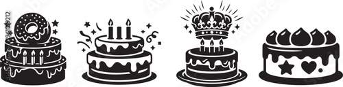 Creative cake illustrations for bakery branding, birthday cards and dessert projects