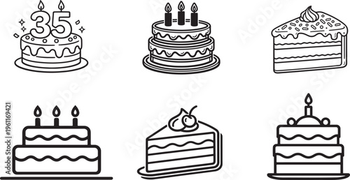 Modern cake dessert set for bakery shop branding and celebration designs