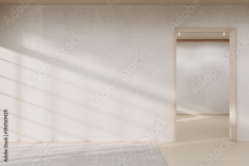 Mock up interior room and wood white color wall background 3D illustration rendering