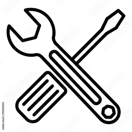 Wrench and screwdriver crossed tools.