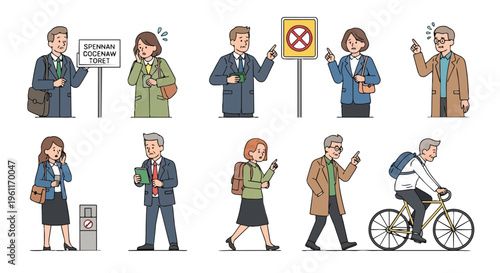 Flat 2D illustration of people in various states of daily commute and energy crisis with a surge in oil price depicted through concerned expressions and actions against a clean white background.