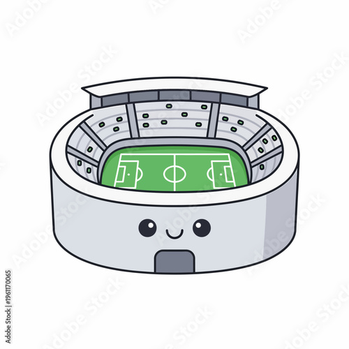 Cartoon soccer stadium with smiling face 1.