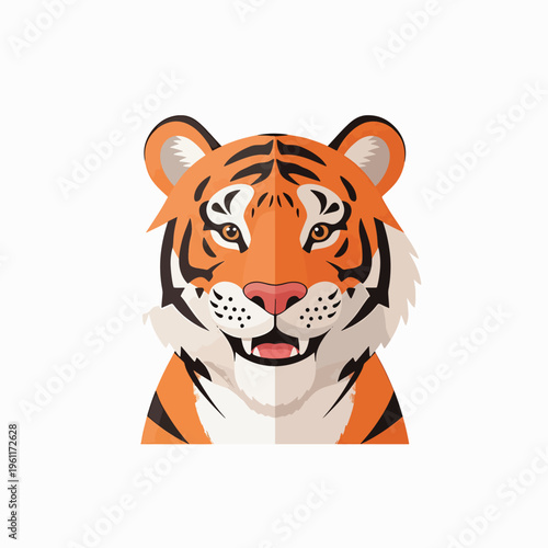 Vibrant Orange Tiger Face Closeup Portrait.