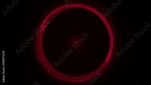 rotating red glowing circle on a dark background, round, frame, center, dynamic visualization for creative projects and energetic designs, highlight, important, encircling