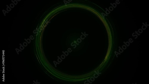 rotating green circle on a dark background, round, frame, center, dynamic visualization for creative projects and energetic designs, highlight, important, encircling