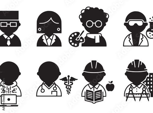 Various Occupations People Icons Set.