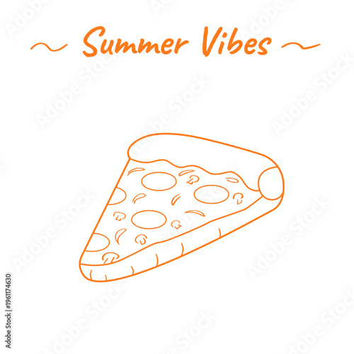 Pizza Slice Pool Float Inflatable Mattress Line Art