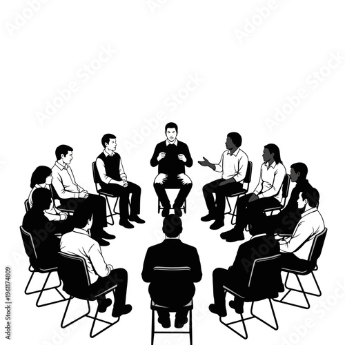 Slika na platnu People sitting in a circle talking.