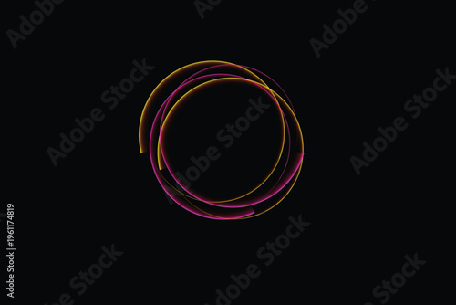 Vibrant light effect circle with multicolored trails on black background