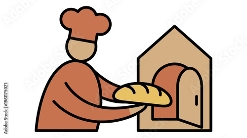 Artisan Baker Presenting Bread Vector  Bakery Craft Concept, Fresh Bread Showcase for Food Blogs, Restaurants and Culinary Branding