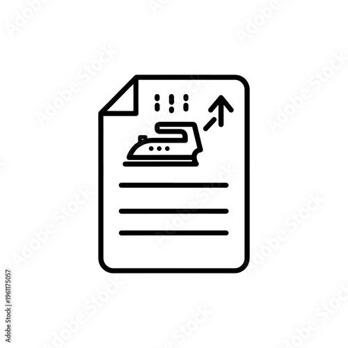 A simple line drawing depicts an iron on a board suggesting laundry and household chores silhouette