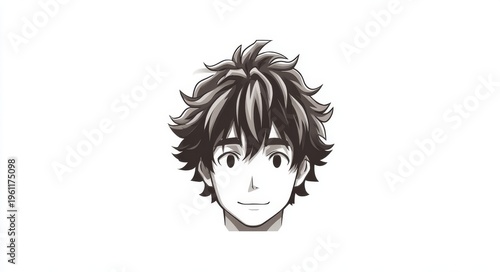 Gray background featuring a black silhouette of a young man with messy hair