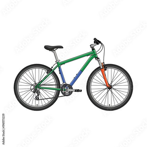 Green and blue mountain bicycle.