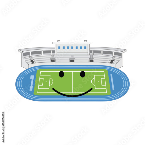 Smiling Soccer Field Stadium Track.