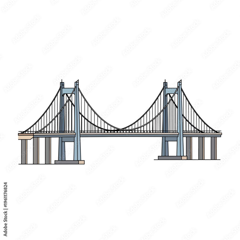 Fototapeta premium Suspension Bridge Structural Engineering Design.