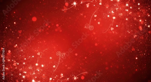 A vibrant red background with sparkling white lights and a gradient effect that transitions from dar