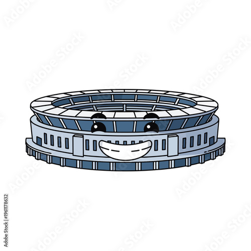 Large Stadium with Blue Seats.