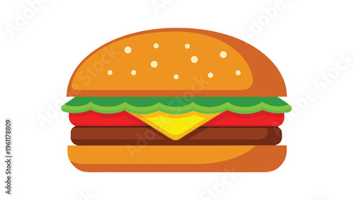 Delicious cheeseburger with fresh lettuce and ripe tomato slices on a sesame seed bun