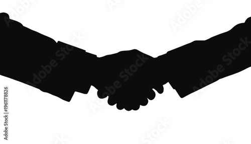 Two silhouetted arms firmly shake hands in a gesture symbolizing a successful business agreement.