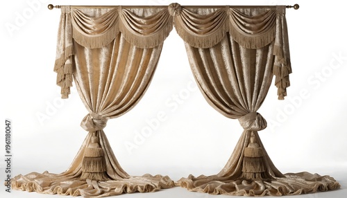 golden curtain isolated on white background