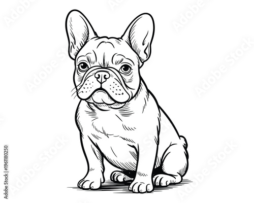 Stoic Bulldog Sketch,Outline of a bulldog with a stoic expression and distinctive features. Vector hand-drawn
