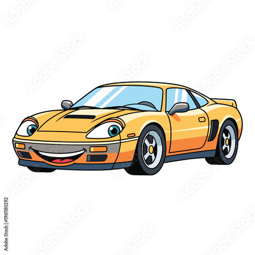 Yellow Sports Car Side View Illustration.