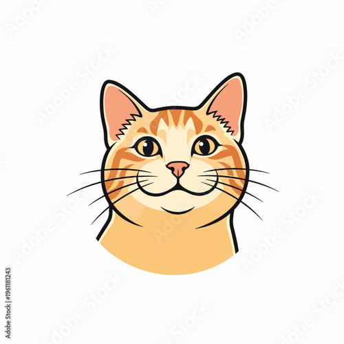 Cartoon orange tabby cat face closeup.
