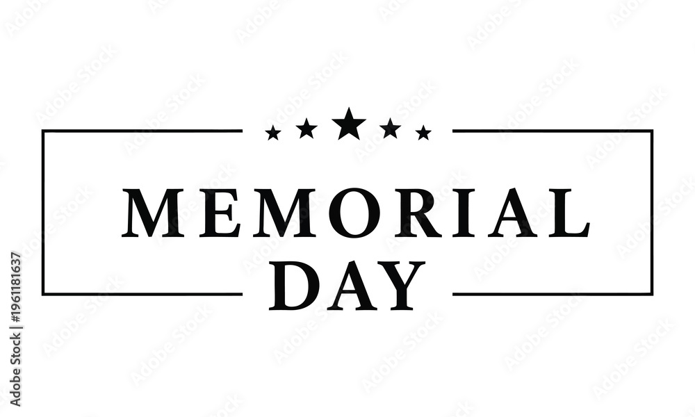 Fototapeta premium Memorial day vector graphic with patriotic stars and bold typography