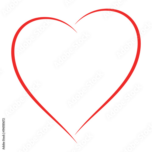 Red contours heart outline ...