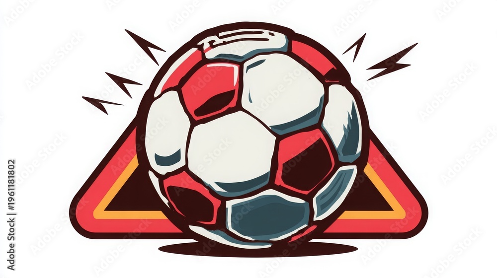 Fototapeta premium Football warning or penalty icon illustrated on white background.