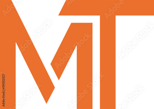 Minimalist MT logo with bold orange uppercase letters in modern geometric style for branding, identity, and creative design.