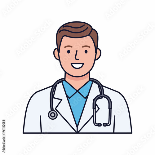 Smiling male doctor with stethoscope.