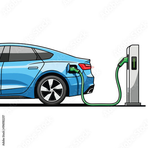 Electric car charging at station 3.
