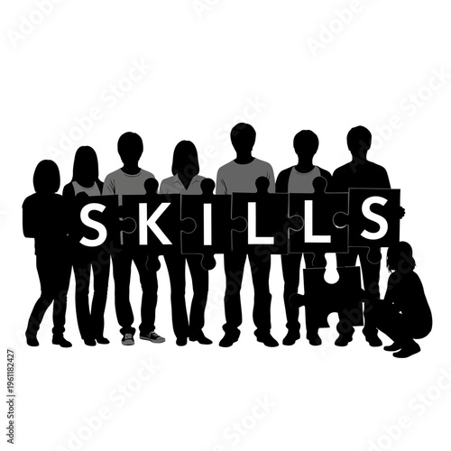 Diverse group of people with skills.