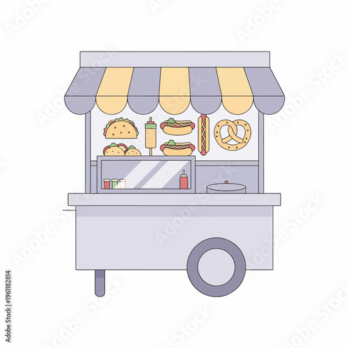 Cart with Various Food Items Displayed.