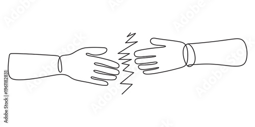 Handshake with electric shock, business deal failure