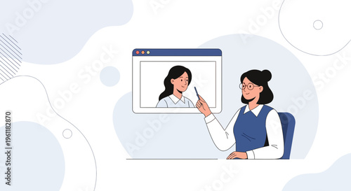 Online learning, remote education, video call, student and teacher interaction, digital classroom