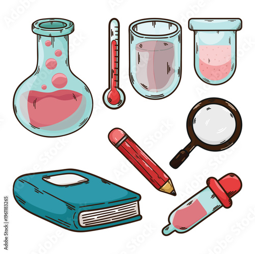 Illustration of science lessons school lessons back to school chemistry and physics education
