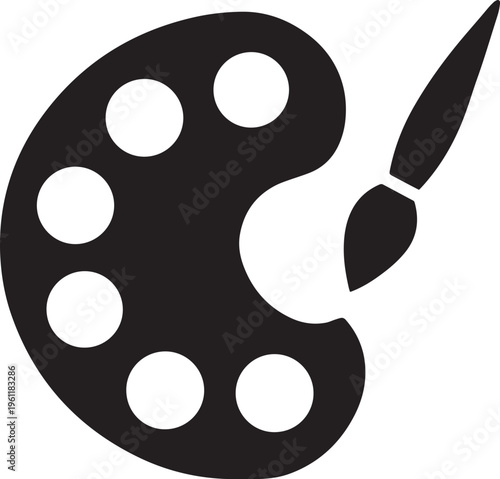 artist palette and paintbrush icon vector design for art studio or creative painting symbol .