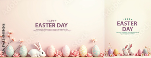 Elegant easter day background, Decorative happy easter day background for website, social media template