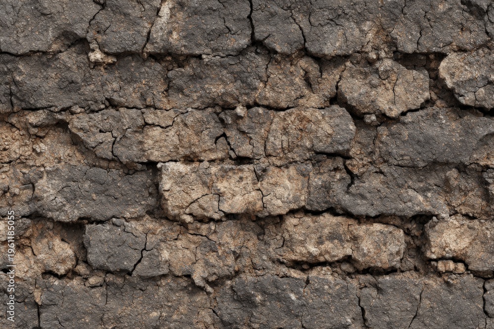 Obraz premium Weathered Mudbrick Wall Aged Rough Texture Traditional Architecture Background