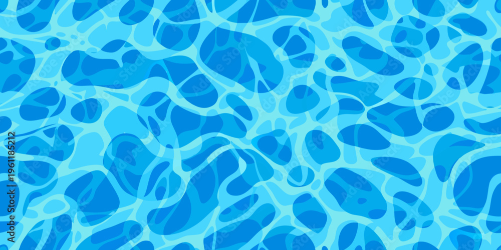 Fototapeta premium Abstract blue water pattern with flowing shapes and light reflections