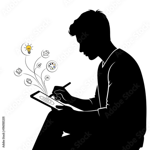 Man using a digital tablet.